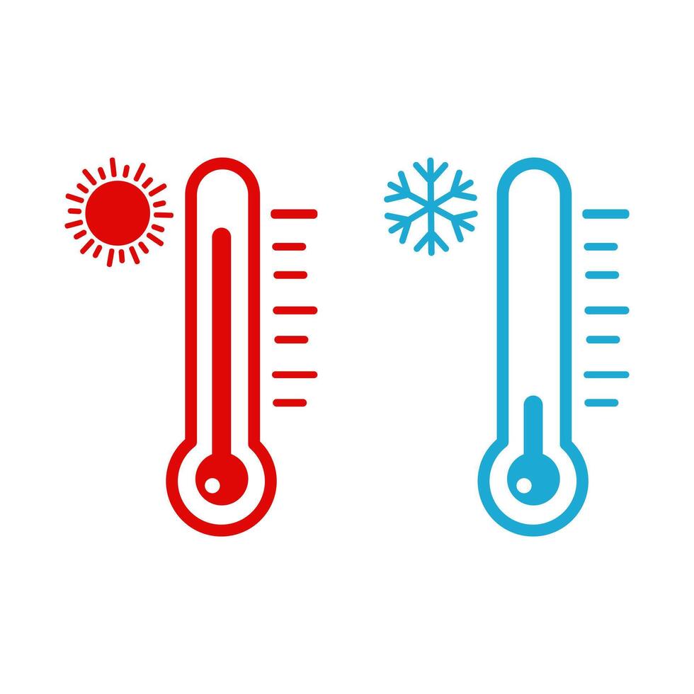 dos termómetros con copos de nieve y Dom vector