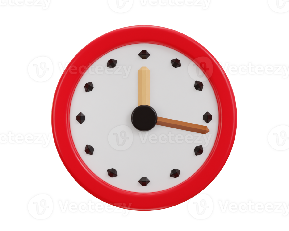 round wall clock icon 3d rendering illustration png