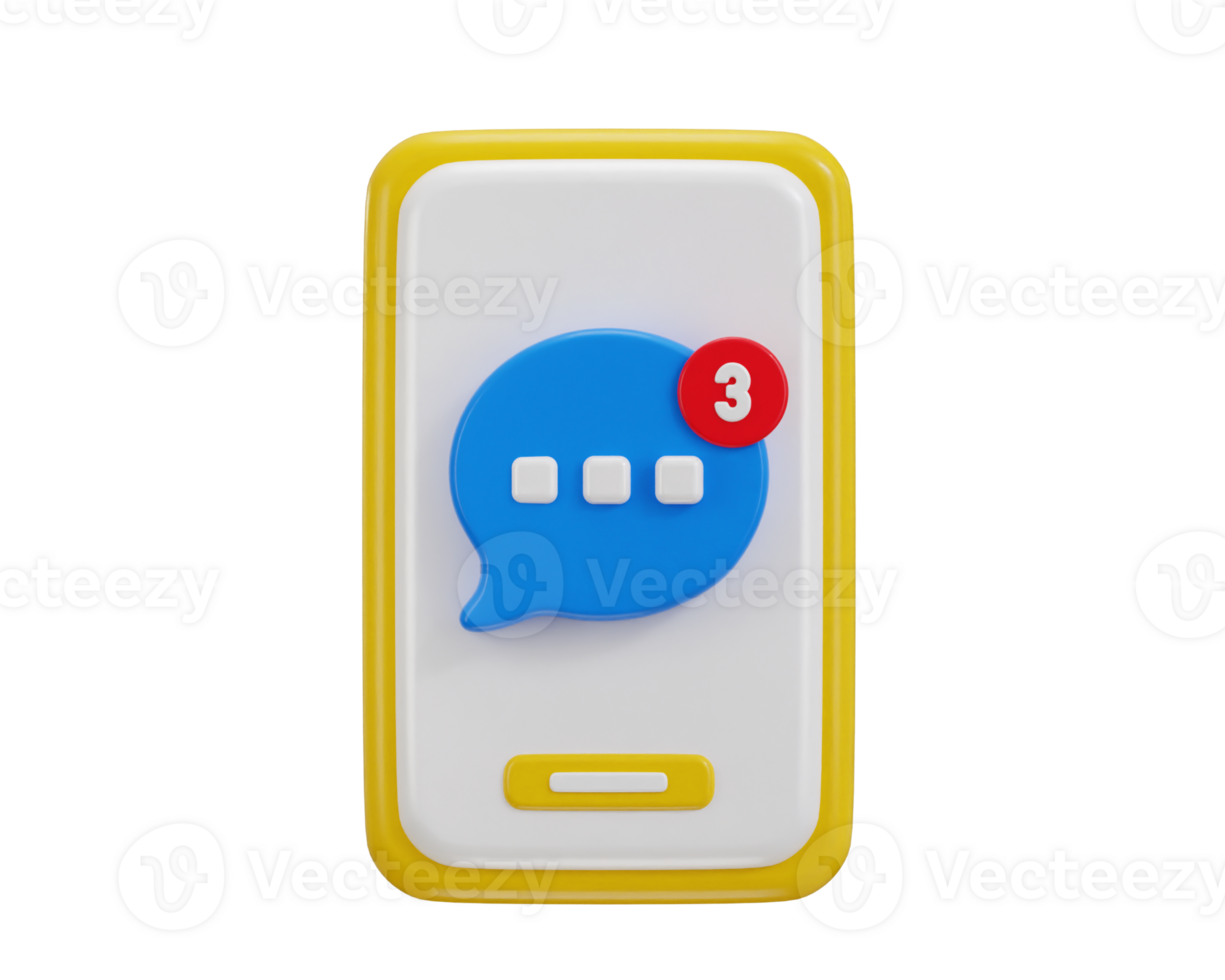 Phone with speech bubble message notification icon 3d rendering illustration png