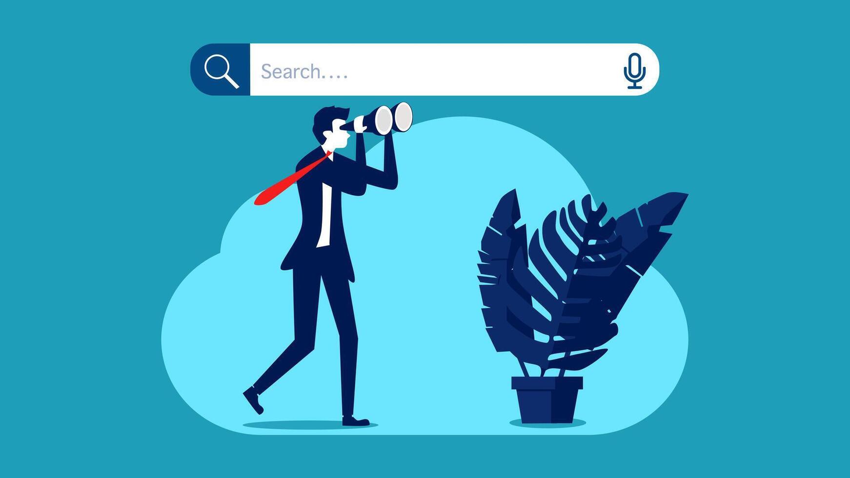 businessman looking through binoculars on search engine vector