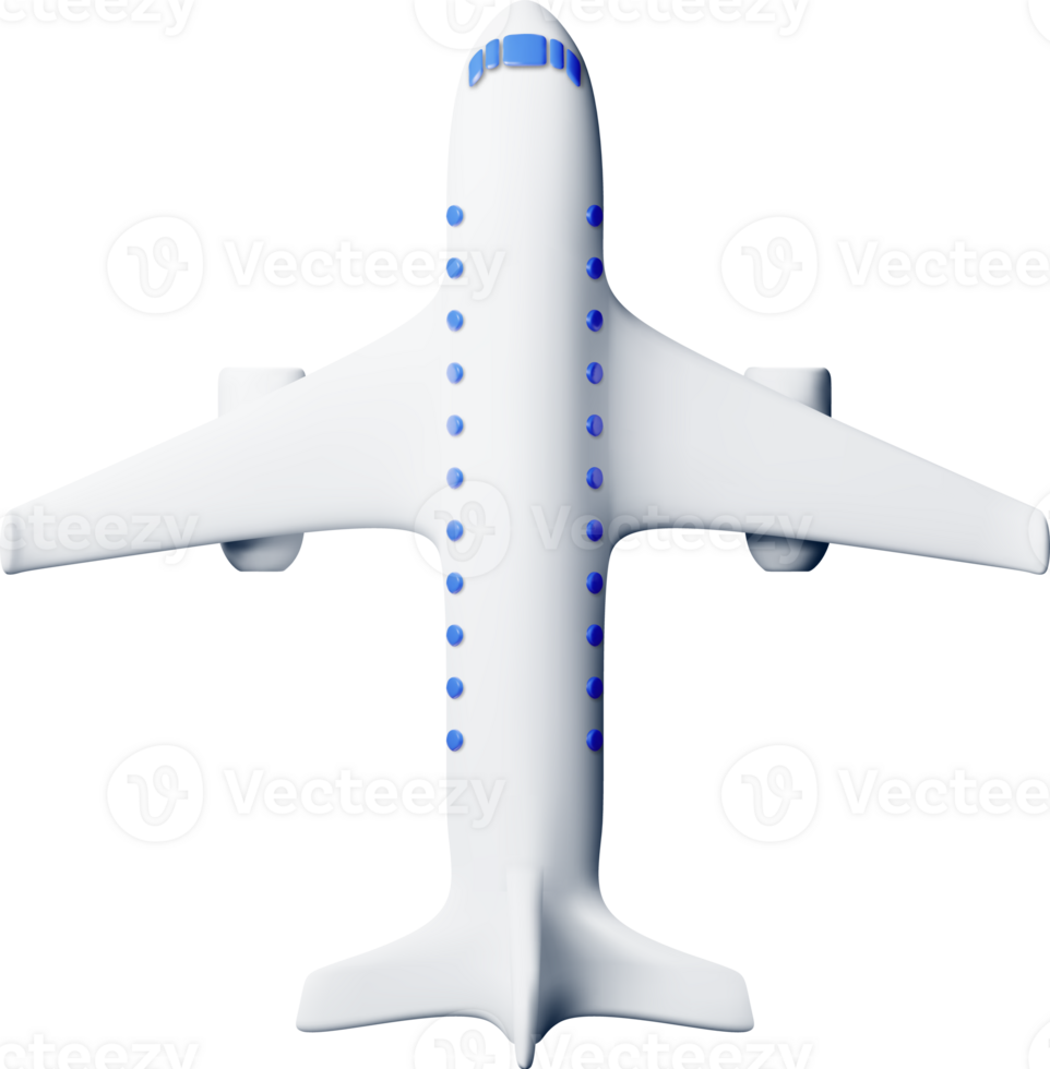 3D White Realistic Airplane png