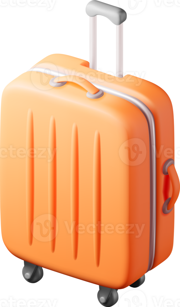 3D Orange Travel Suitcase png