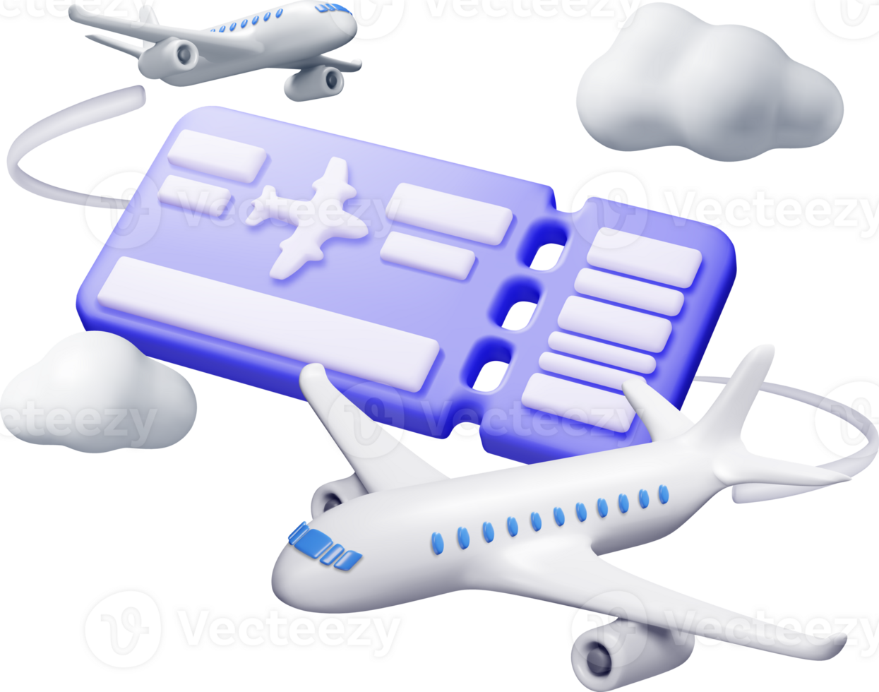 3d Airline Ticket or Boarding Pass and Airplane png