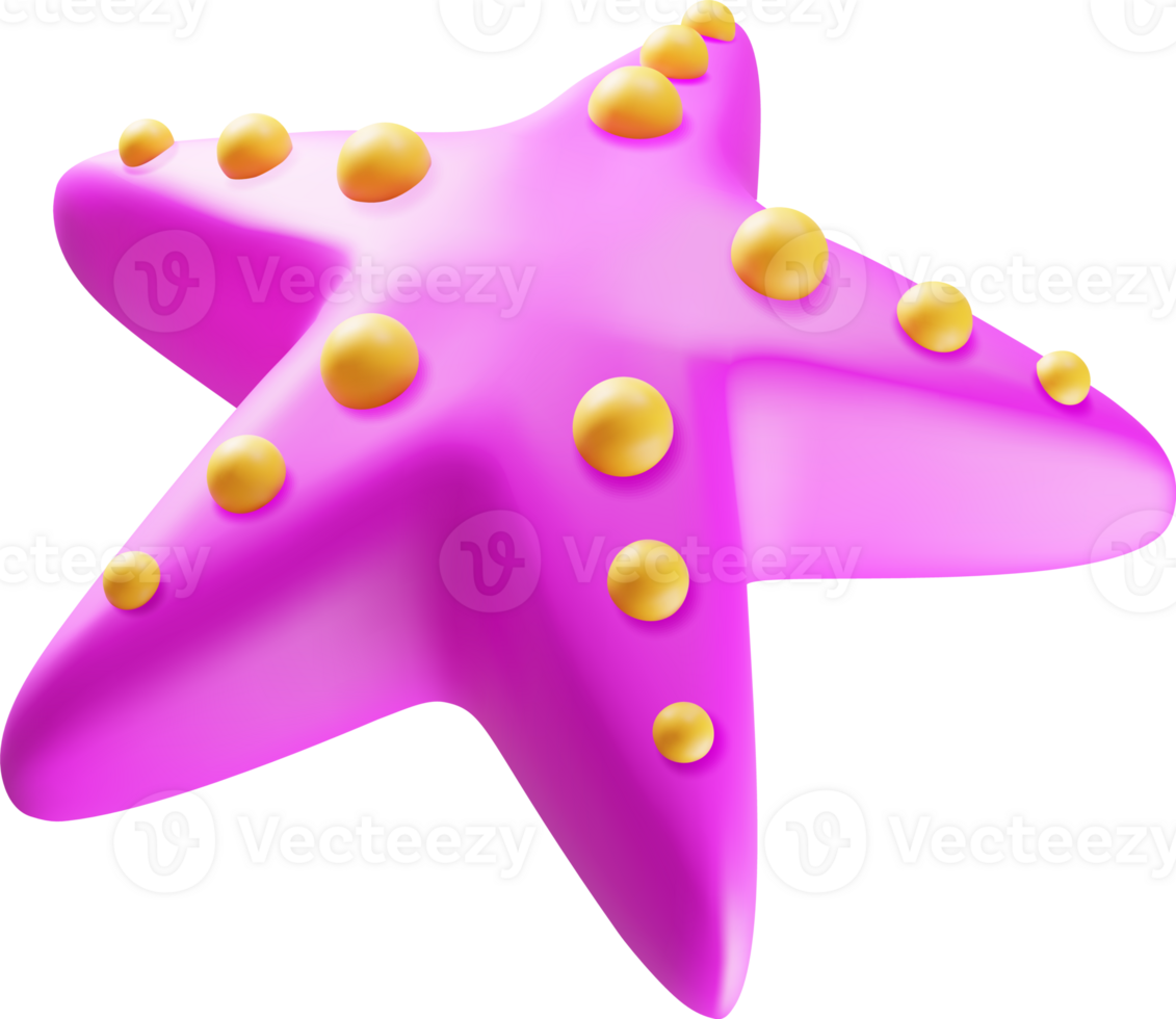 3d rojo estrella de mar icono png