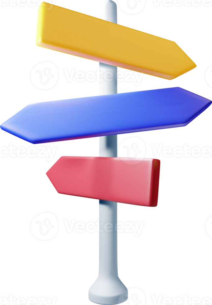 3D Empty Signpost with Directions png