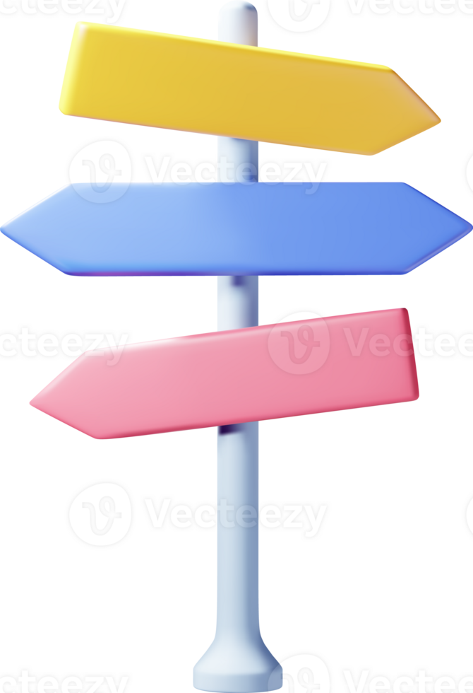 3D Empty Signpost with Directions png