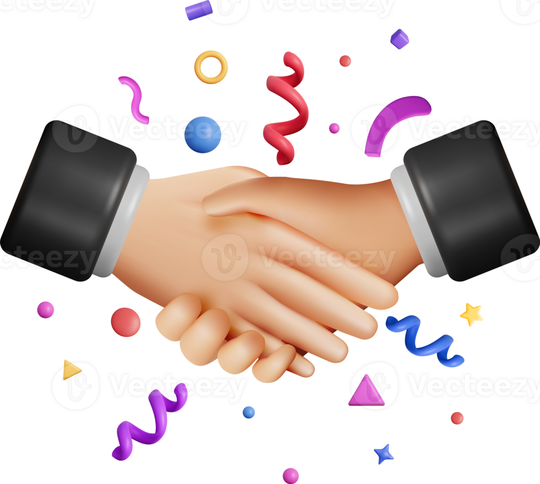 3D handshake gesture and confetti png