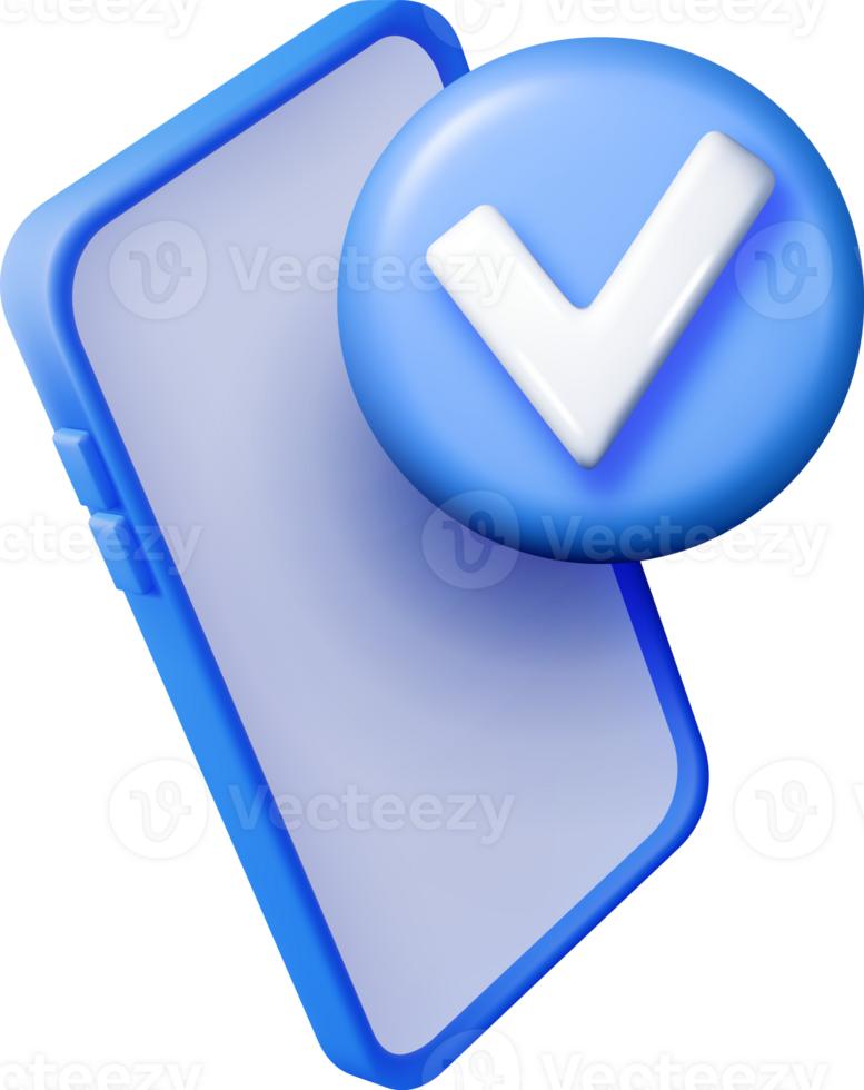 3D smartphone with blue check mark png