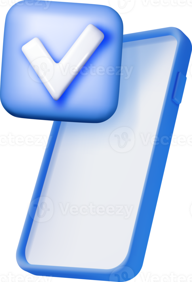 3d smartphone met blauw controleren Mark png