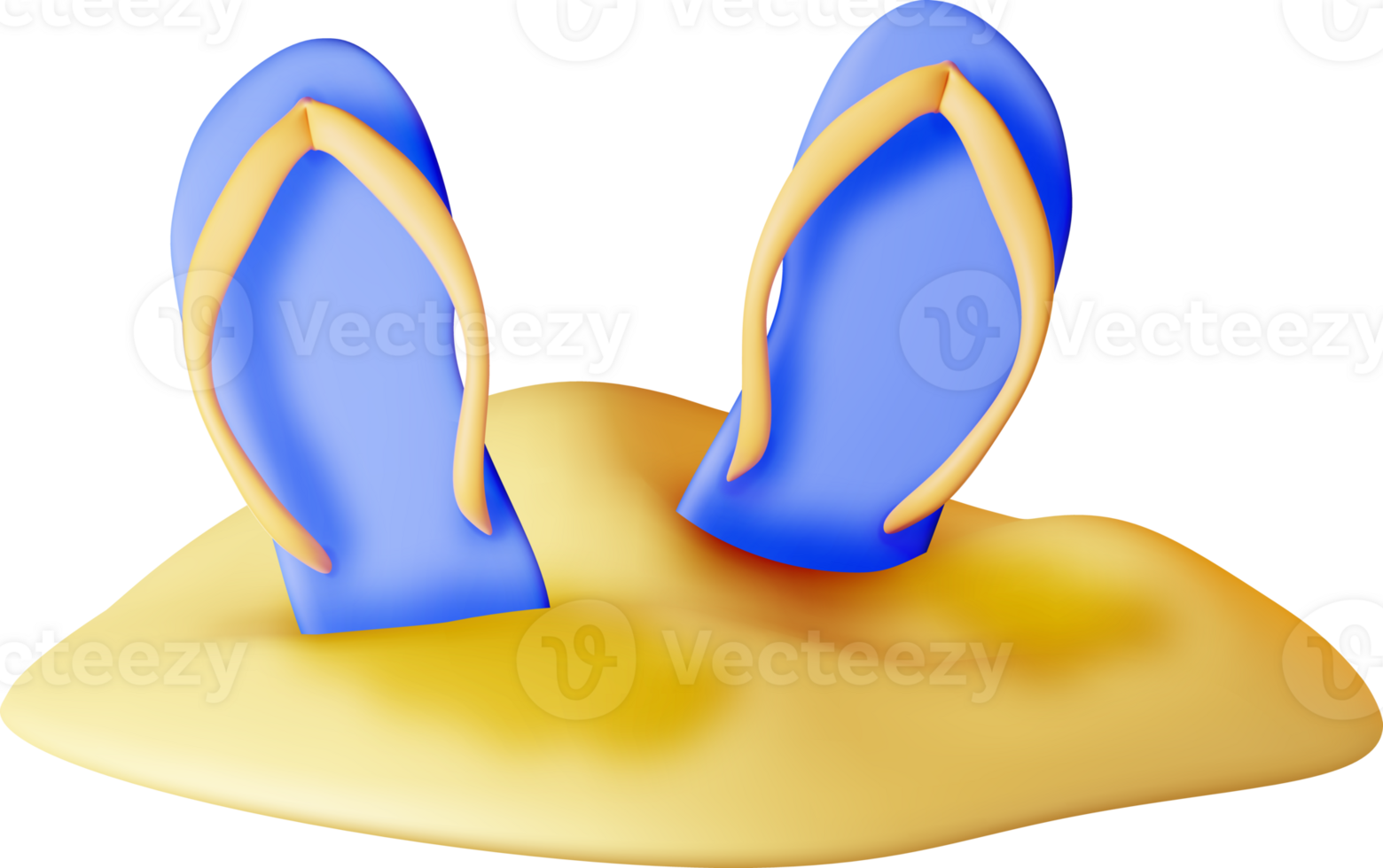 3d plage retourner flops dans le sable png