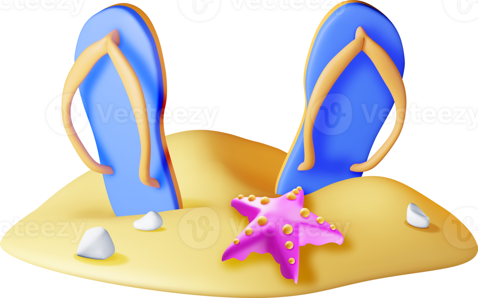 3d Beach Flip Flops in Sand png