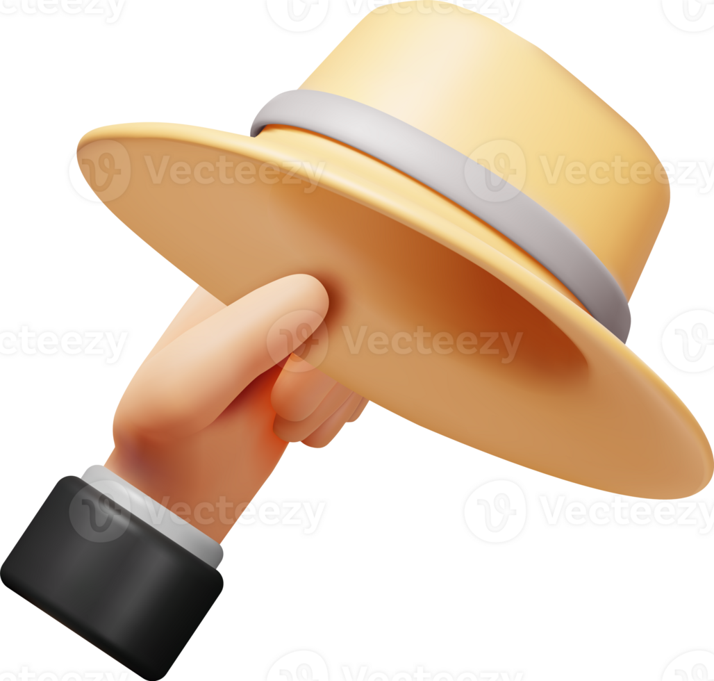 3d Unisex Straw Hat in Hand png
