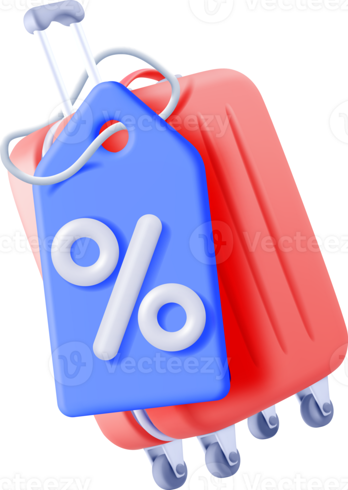 3d suitcase with blue price tag png