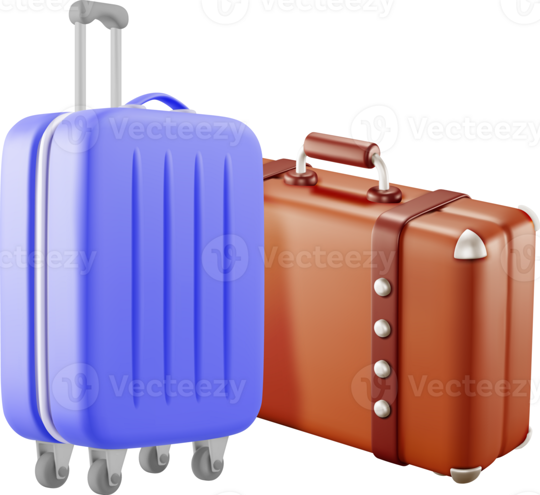 3d ancien vieux et moderne Voyage valise png