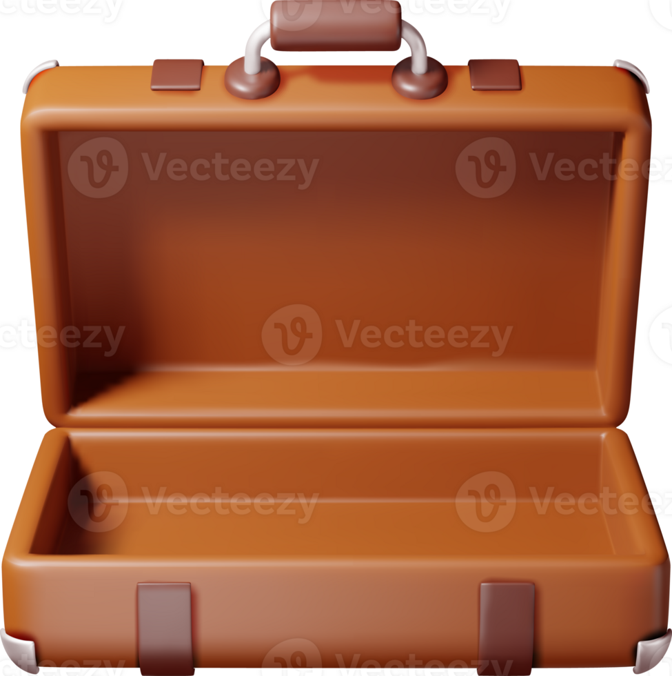 3D vintage old travel suitcase png