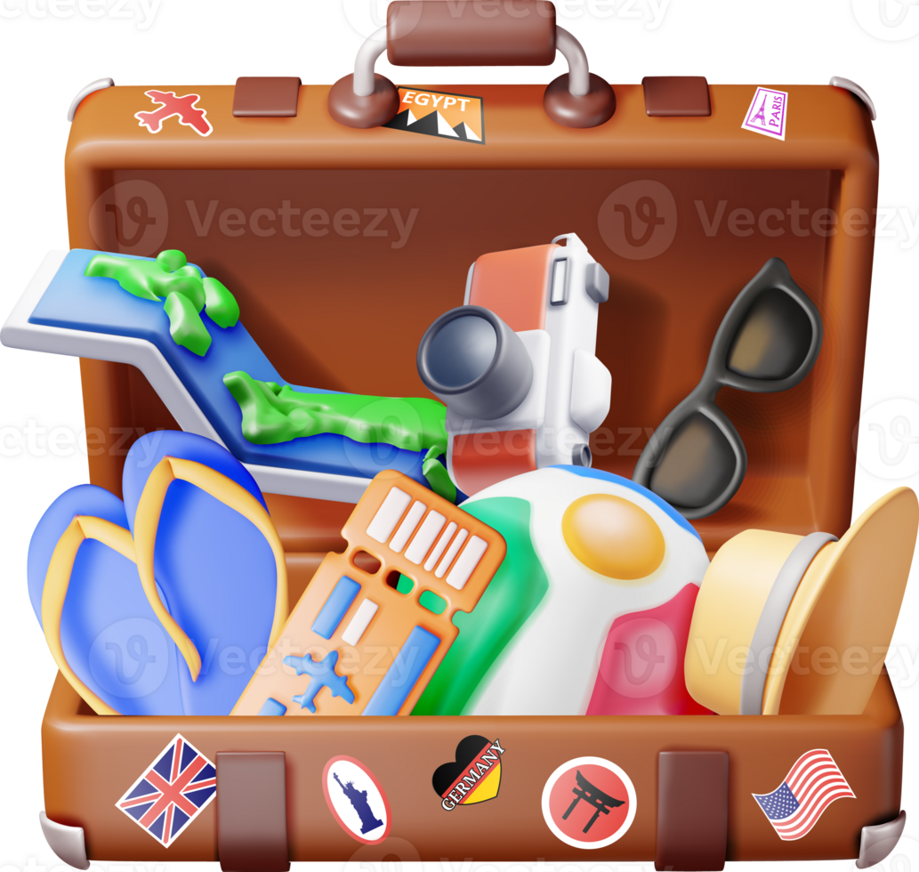 3D travel bag. Holiday or vacation. png