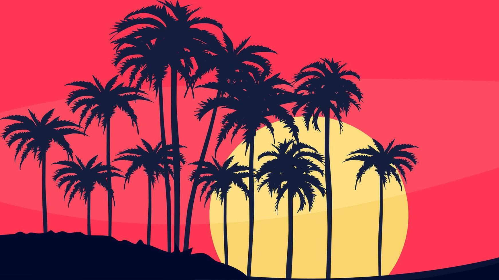 palm trees in the sunset background vector