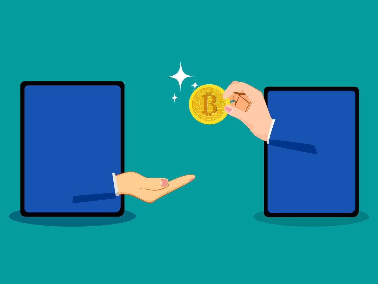 bitcoin and cryptocurrency concept illustration vector