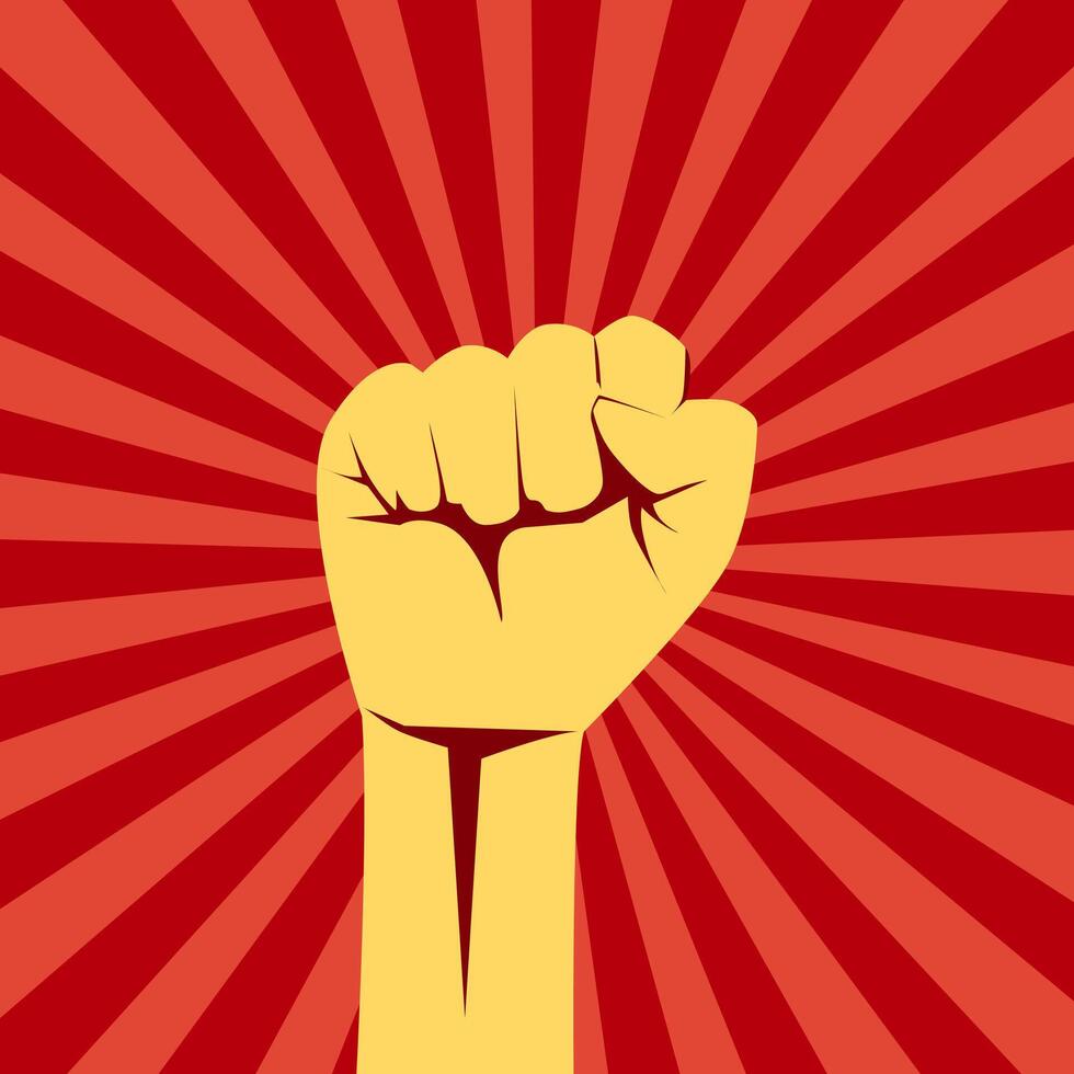 a clenched fist on a red background vector