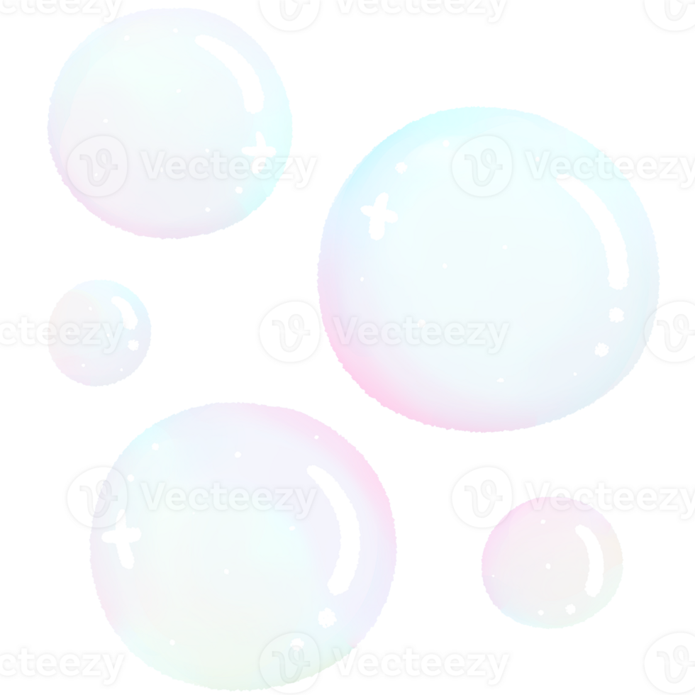 Bubble summer sea collection.Watercolor illustration and cartoon style pastel ocean illustration isolated png