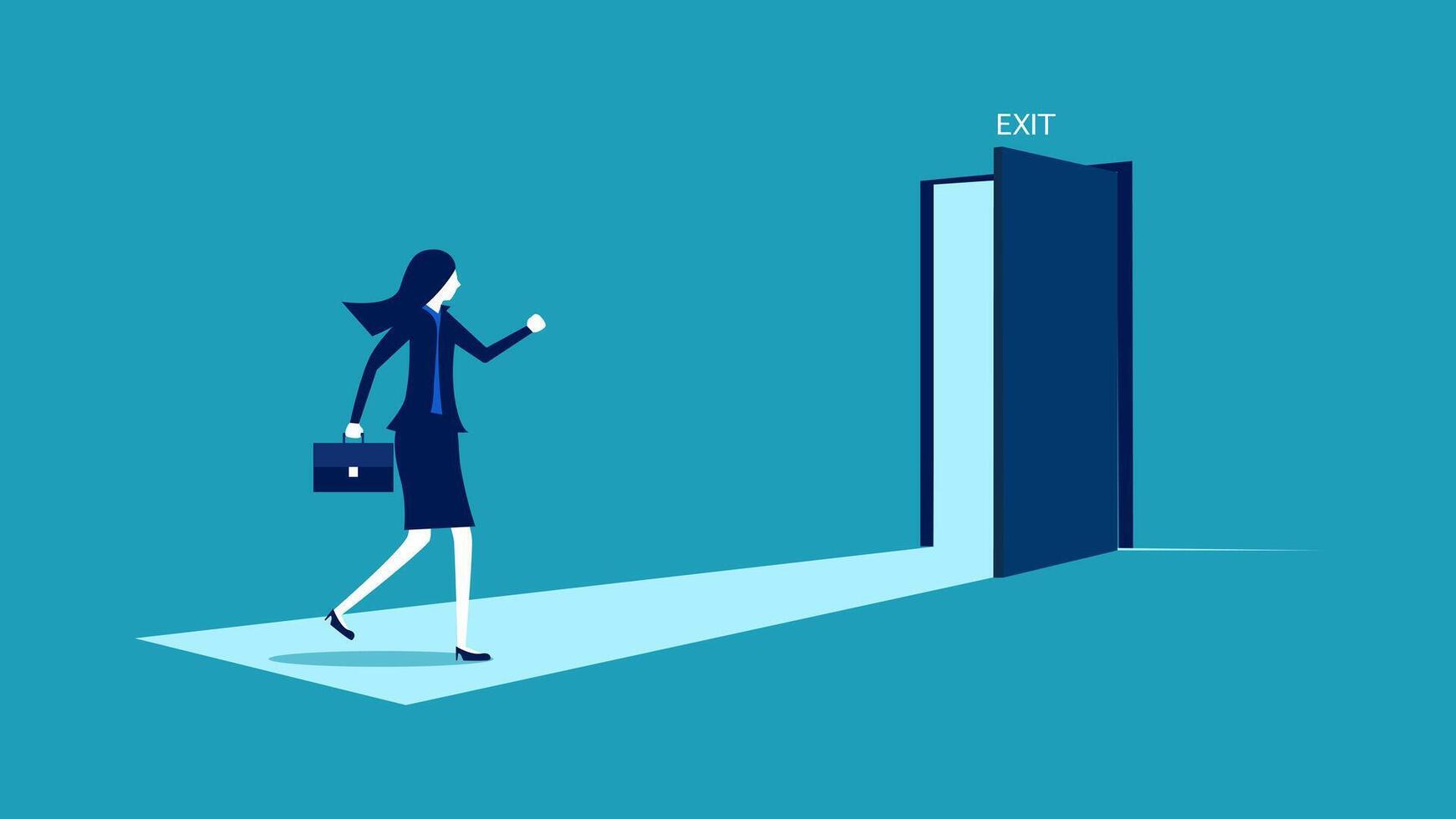 businesswoman walking towards the door to the right vector