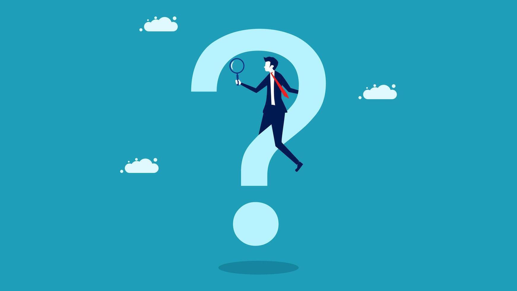 businessman with question mark on blue background vector