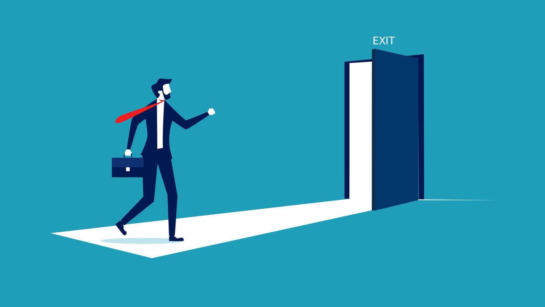 businessman walking towards the exit door vector