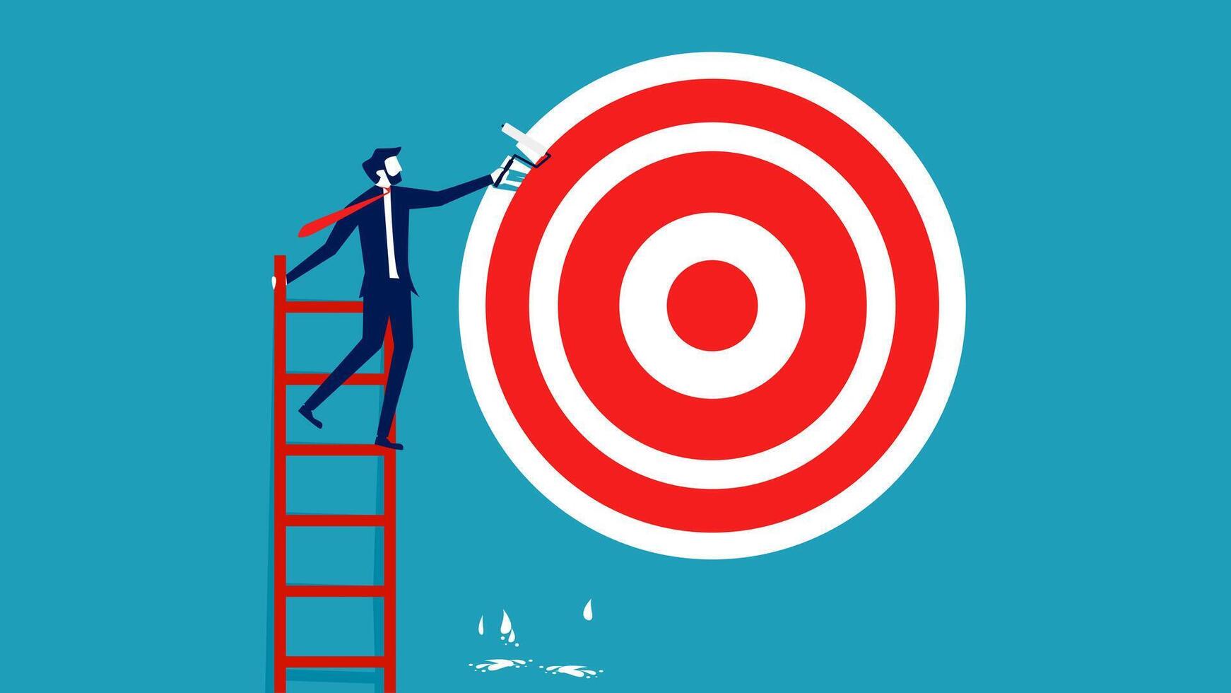 businessman climbing ladder to target on a target board vector