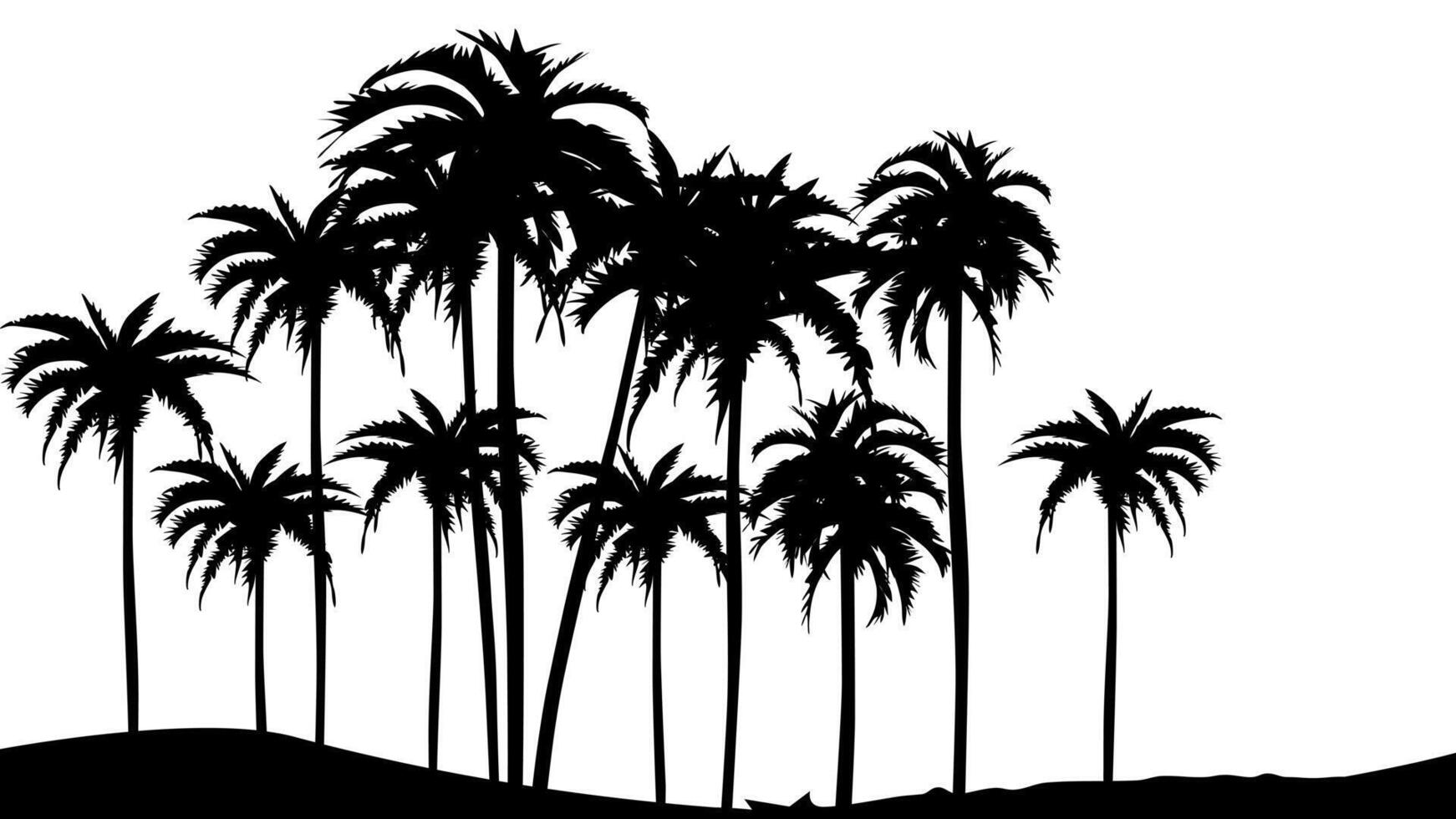 silhouette of palm trees on a hill vector