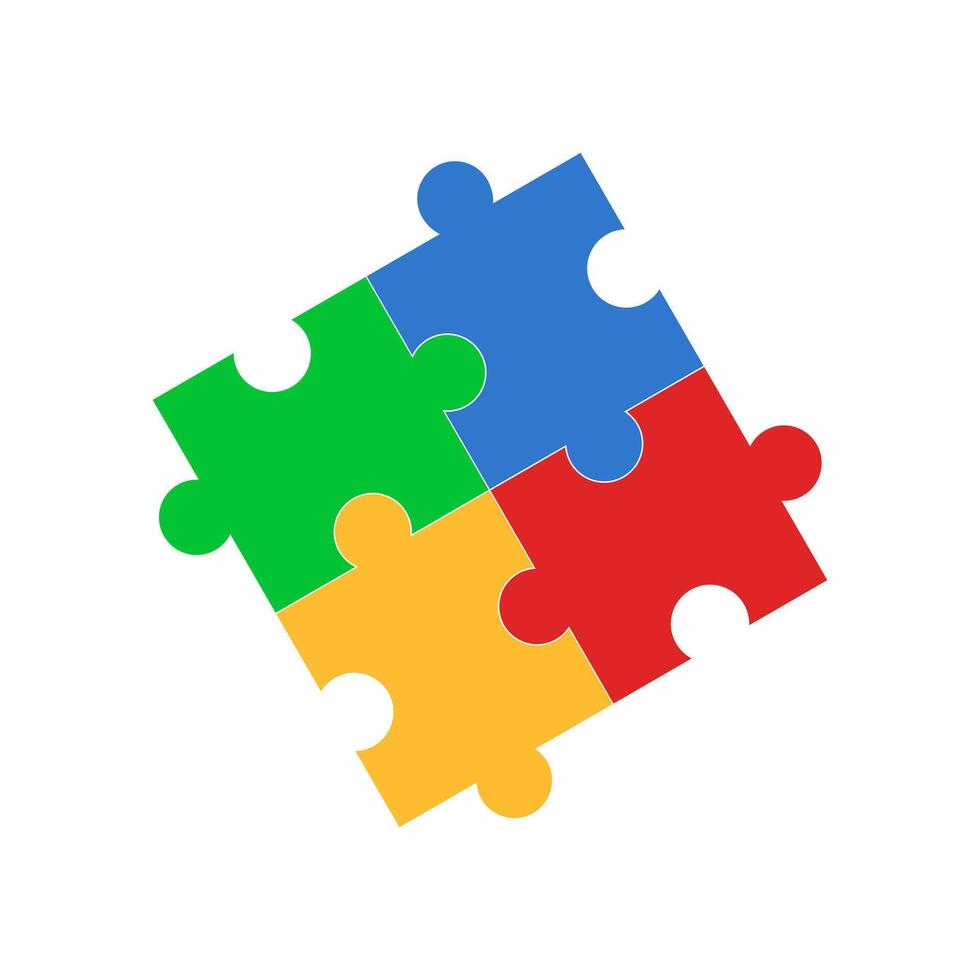 a puzzle piece with four pieces in different colors vector