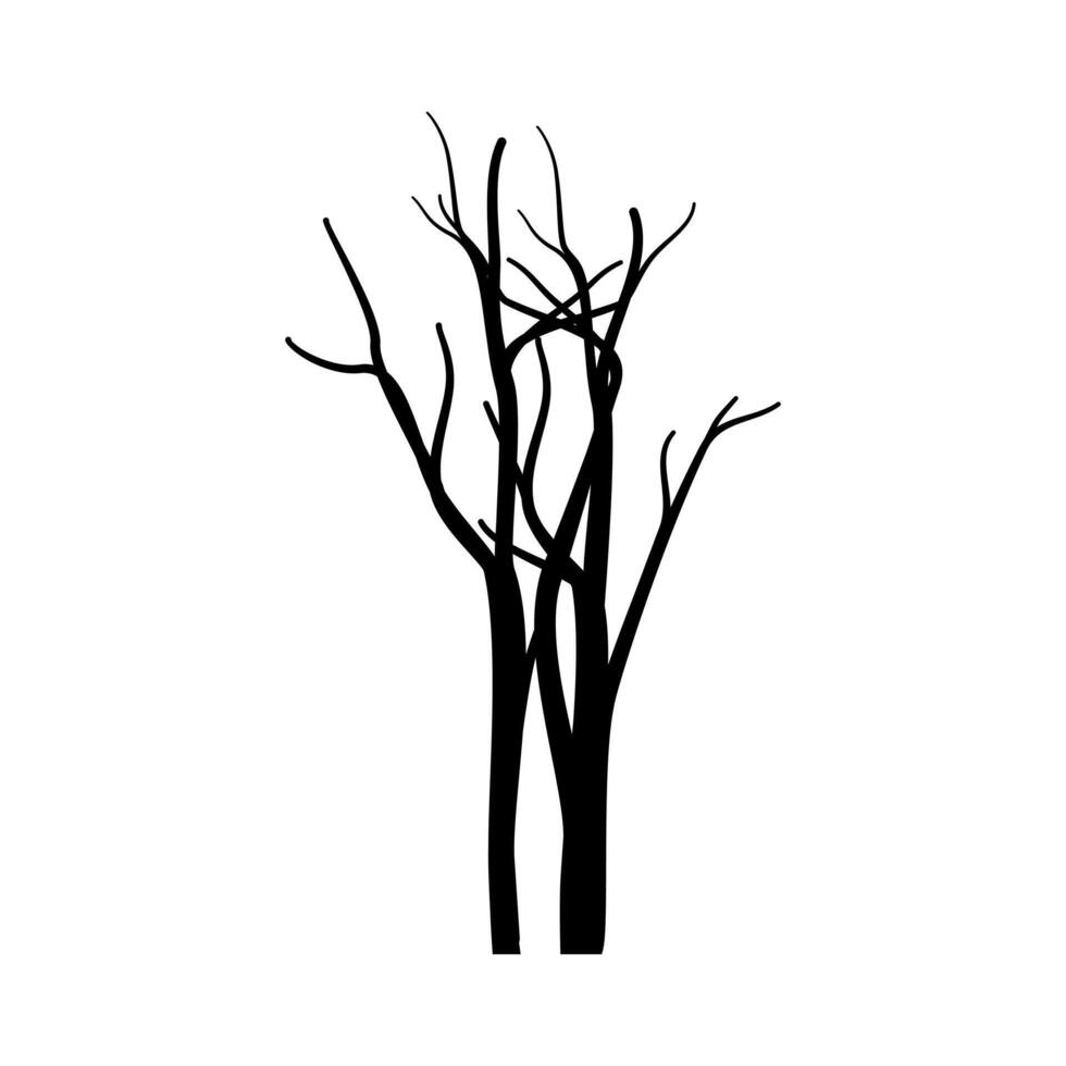 un negro y blanco ilustración de un árbol con No hojas vector