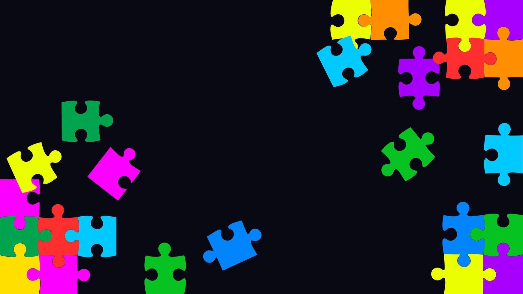 colorful puzzle pieces on black background vector