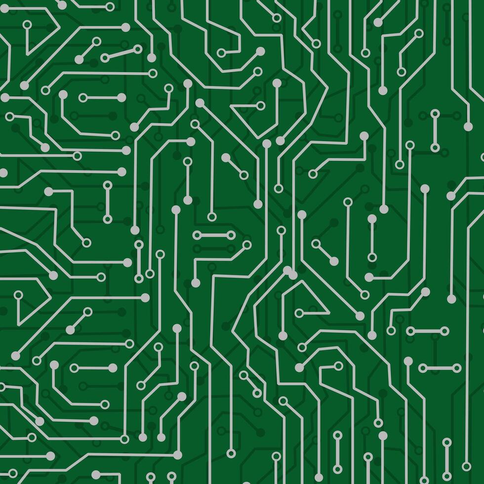 circuit board background with green and gold lines vector