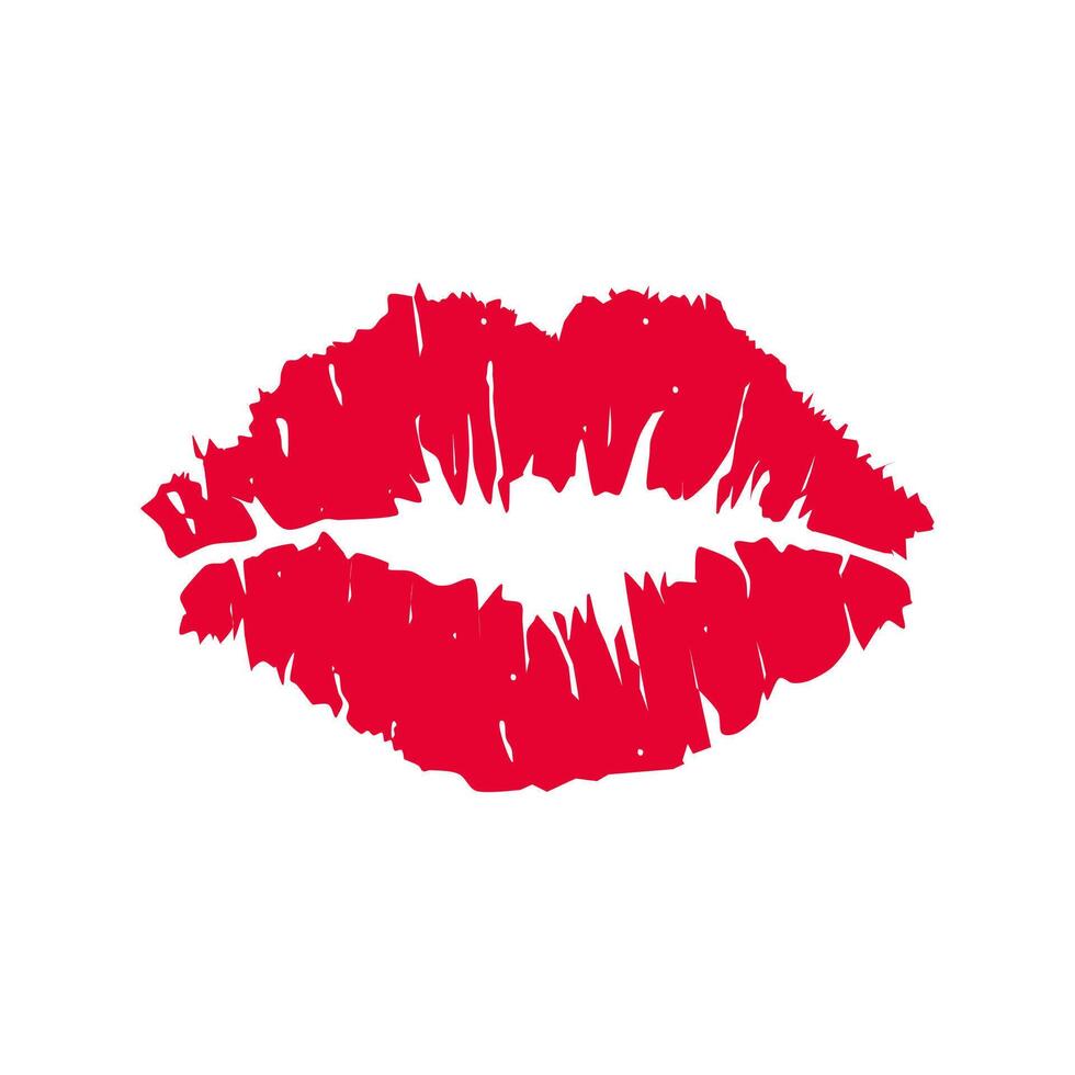 a red lipstick kiss on a white background vector