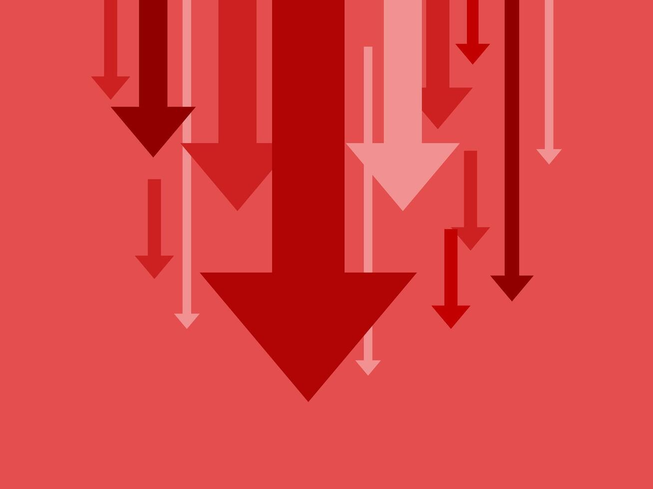 an illustration of arrows pointing down on a red background vector