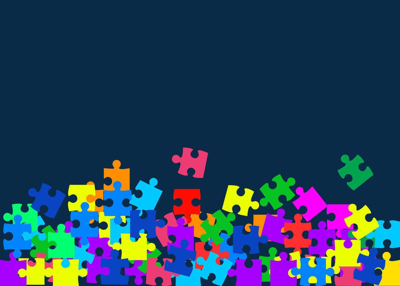 colorful puzzle pieces on a dark background vector