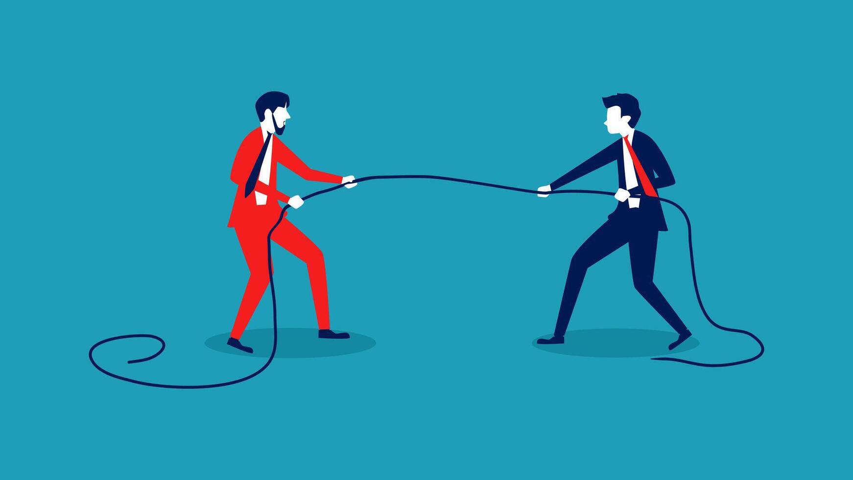 two businessmen pulling a rope together vector