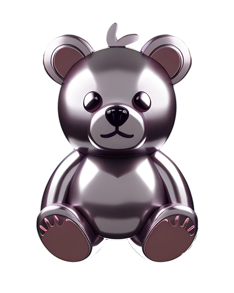 3D Illustration metallic bear png