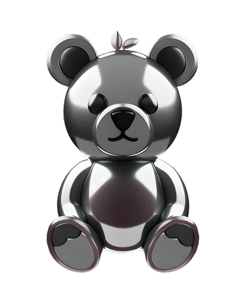 3D Illustration metallic bear png