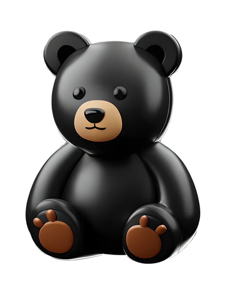 3d ilustración lustroso negro oso png