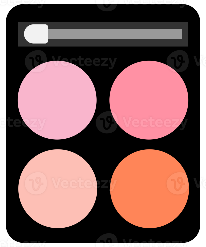Cute and Colorful hand drawn kawaii cosmetic skincare girly elements set blush on png