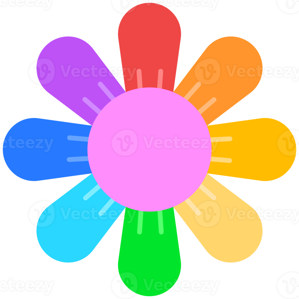 Cute and Colorful hand drawn kawaii pride month elements set rainbow flower png