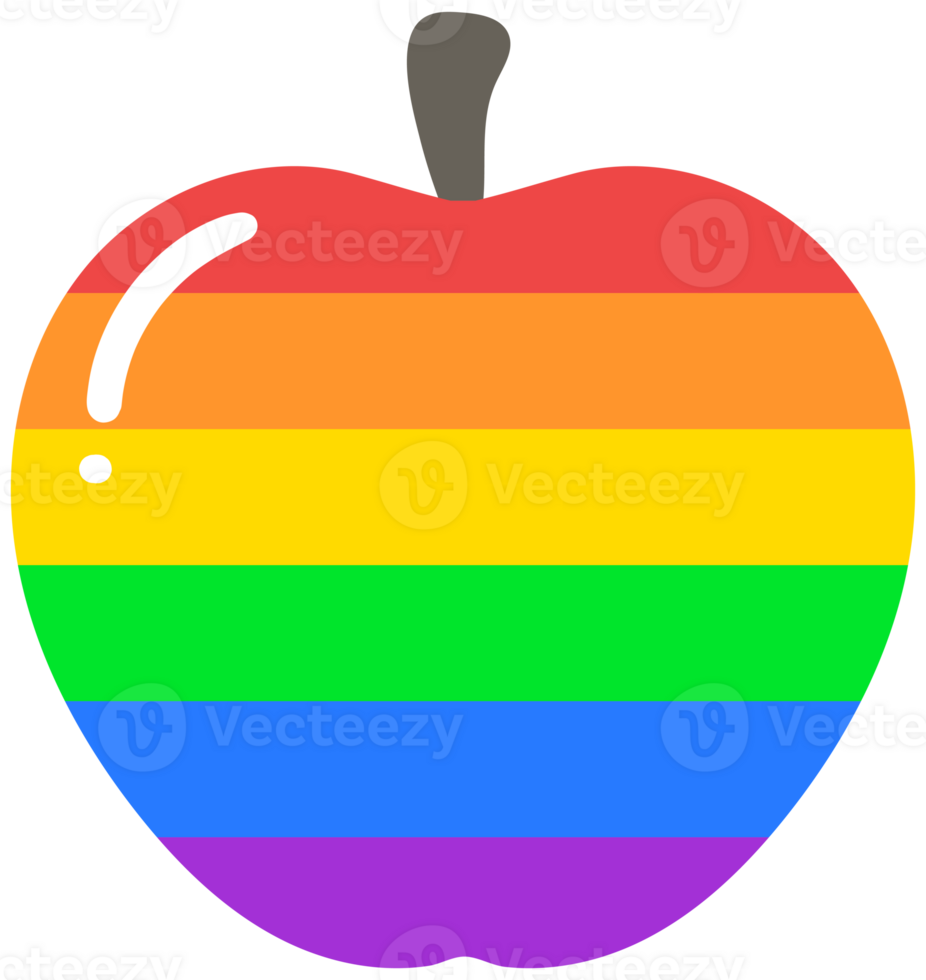 Cute and Colorful hand drawn kawaii pride month elements set Apple png