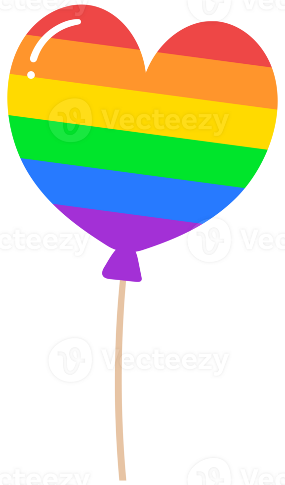 söt och färgrik hand dragen söt stolthet månad element uppsättning regnbåge ballong png