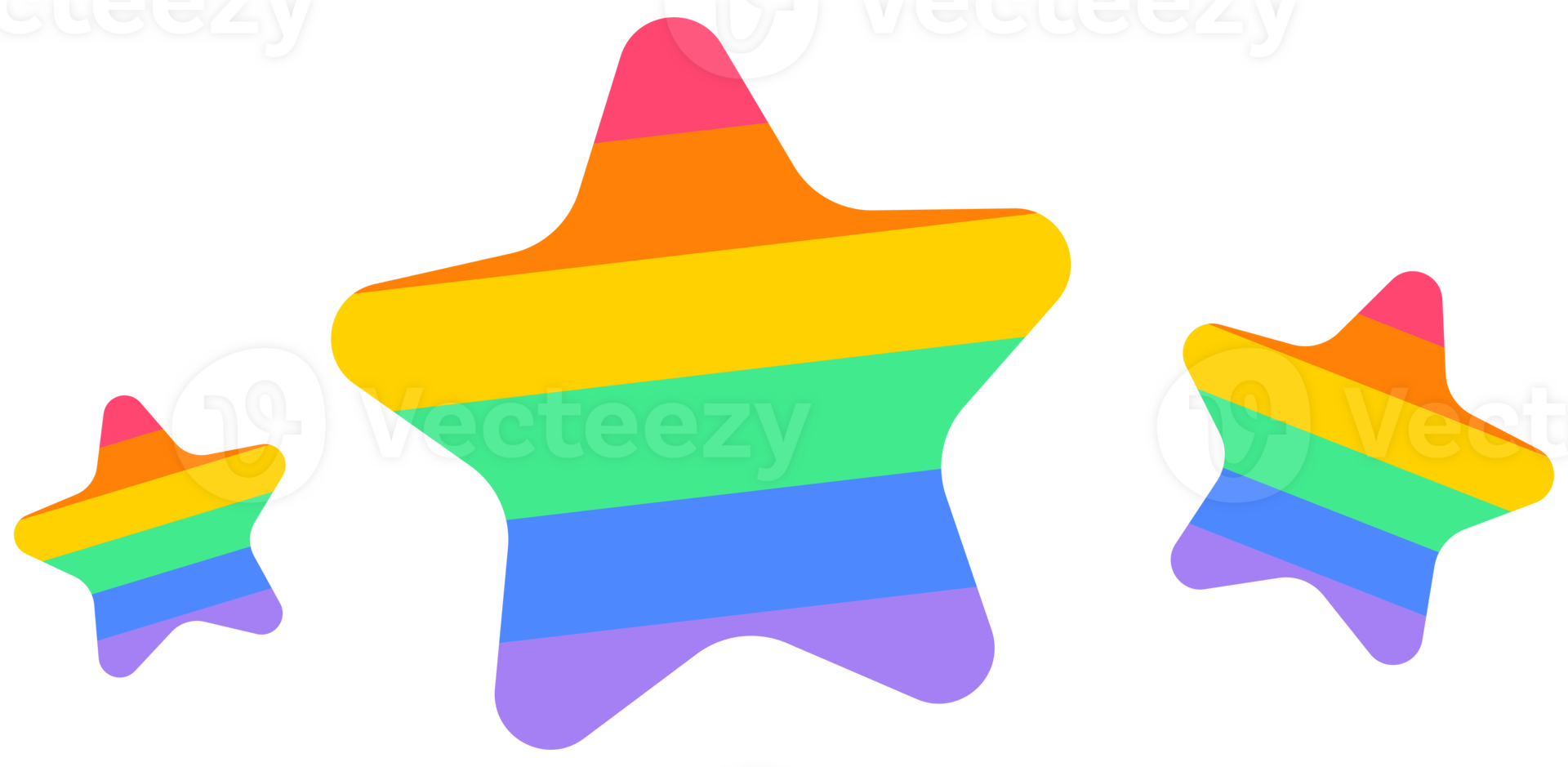 Cute and Colorful hand drawn kawaii pride month element set rainbow stars png