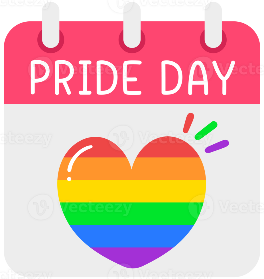 Cute and Colorful hand drawn kawaii pride month element set pride day calendar png