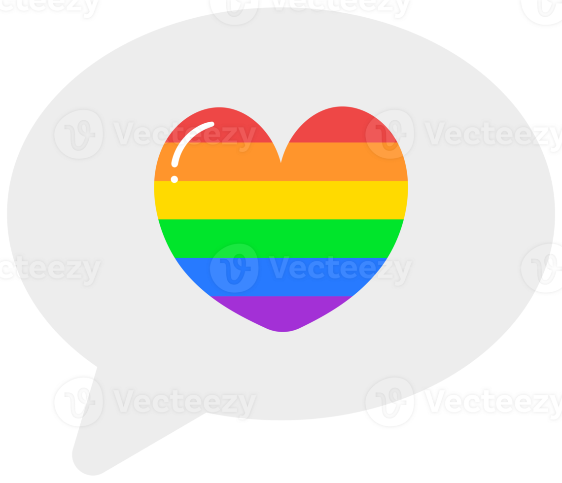 Cute and Colorful hand drawn kawaii pride month element set speech bubble png