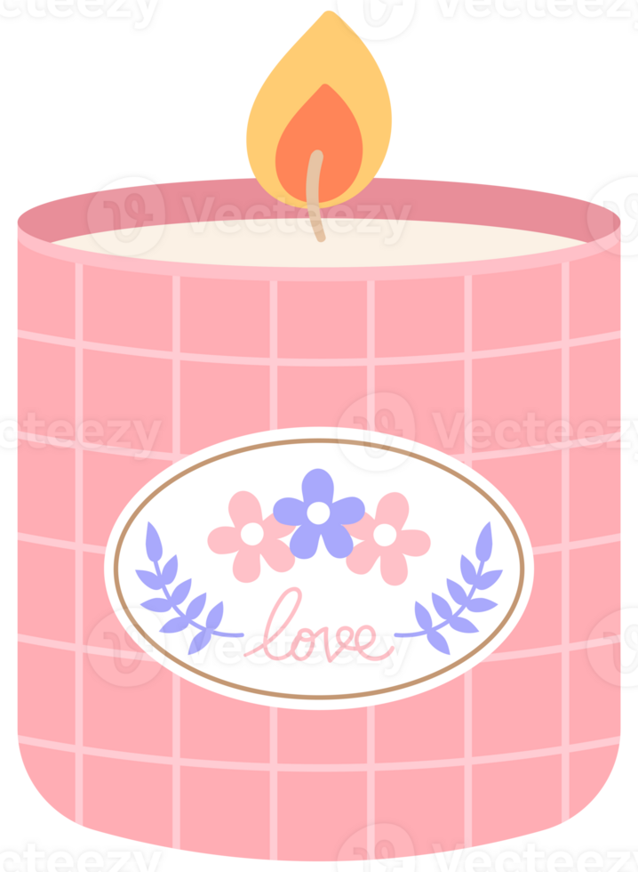Cute and Colorful hand drawn kawaii cosmetic skincare girly elements set aromatic candle png