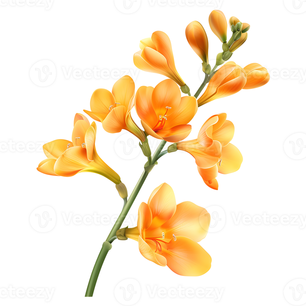 Freesia Flower, Exquisite Blossom of Elegance, Isolated on Transparent Background. png