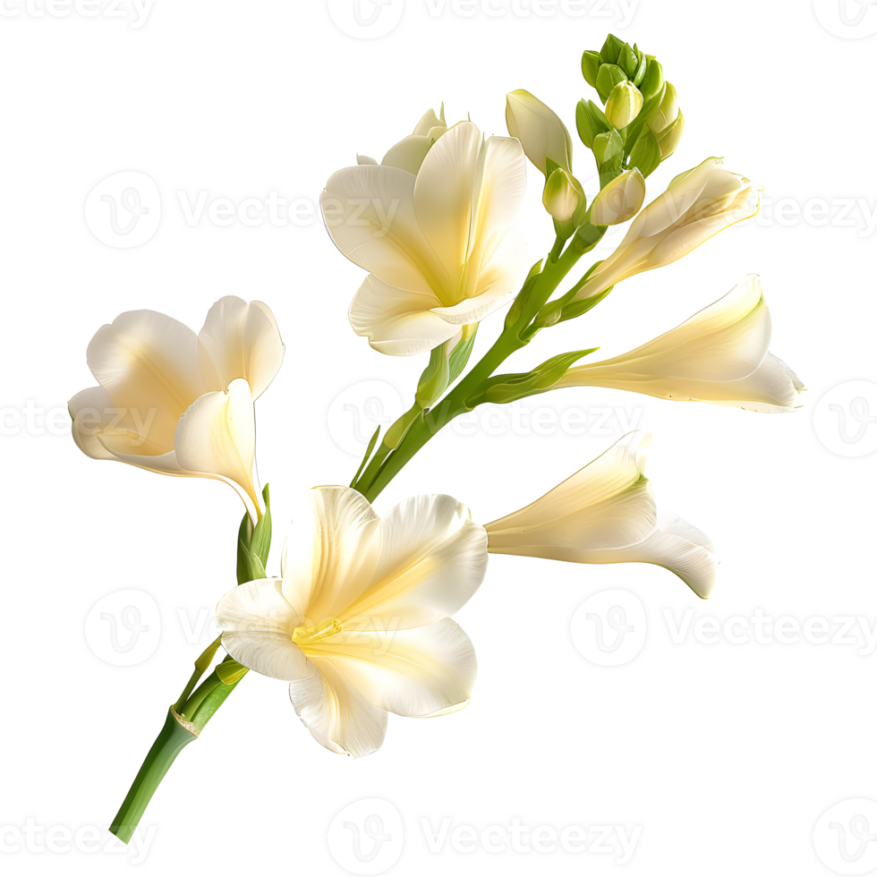 Freesia Flower, Exquisite Blossom of Elegance, Isolated on Transparent Background. png